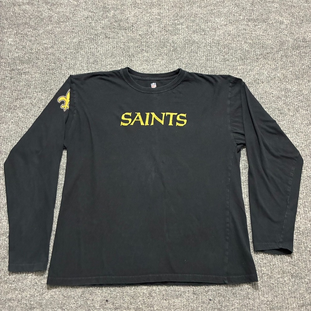 NFL Pro Line New Orleans Saints Shirt Mens Size L Black Crew Neck Long Sleeve